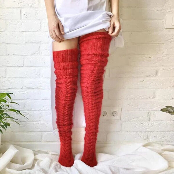 Warme gestrickte Overknee-Socken – Bild 3