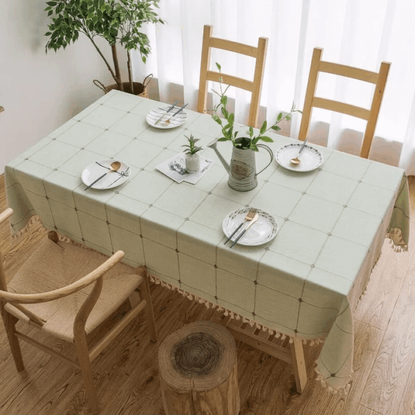 Tischdecke - Baumwoll-Leinen-Läufer mit Quasten – Bild 5