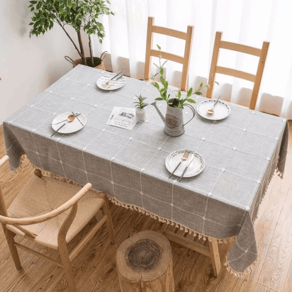 Tischdecke - Baumwoll-Leinen-Läufer mit Quasten – Bild 7
