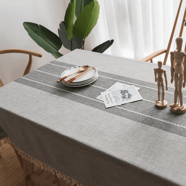 Tischdecke - Baumwoll-Leinen-Läufer mit Quasten – Bild 8