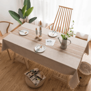 Tischdecke - Baumwoll-Leinen-Läufer mit Quasten