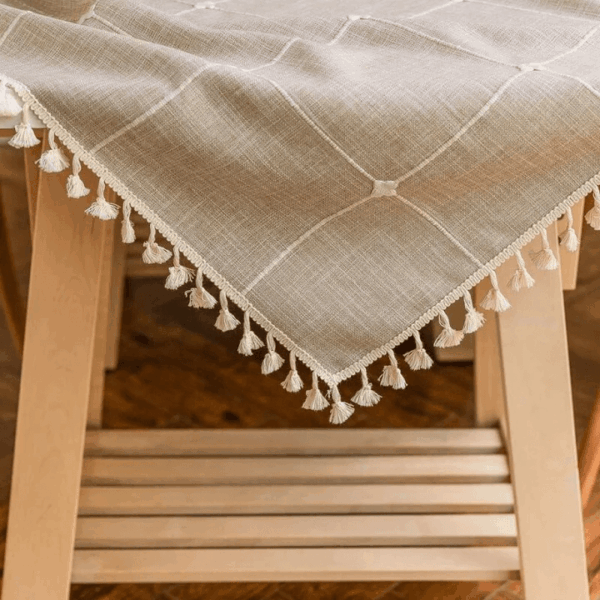Tischdecke - Baumwoll-Leinen-Läufer mit Quasten – Bild 11