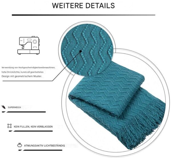 Gestrickte Sofa-Decke mit Quasten – Bild 12