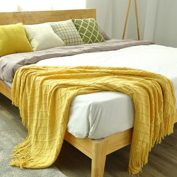 Gestrickte Sofa-Decke mit Quasten – Bild 12