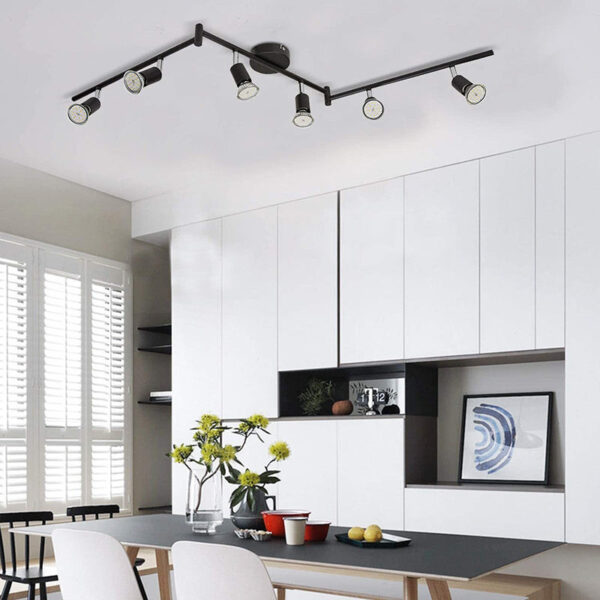 LED-Deckenstrahler 360° drehbar – Modernes Schienensystem, GU10, 1-6 Spots, Schwarz / Silbergrau, minimalistisch – Bild 4