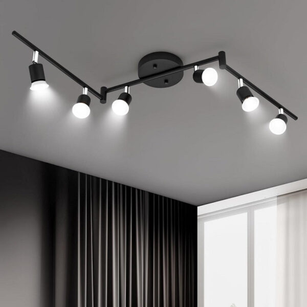 LED-Deckenstrahler 360° drehbar – Modernes Schienensystem, GU10, 1-6 Spots, Schwarz / Silbergrau, minimalistisch