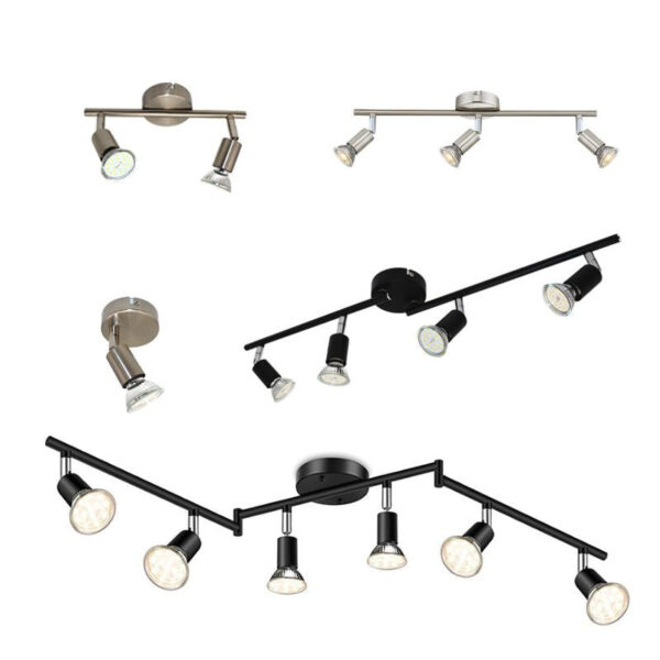 LED-Deckenstrahler 360° drehbar – Modernes Schienensystem, GU10, 1-6 Spots, Schwarz / Silbergrau, minimalistisch – Bild 9