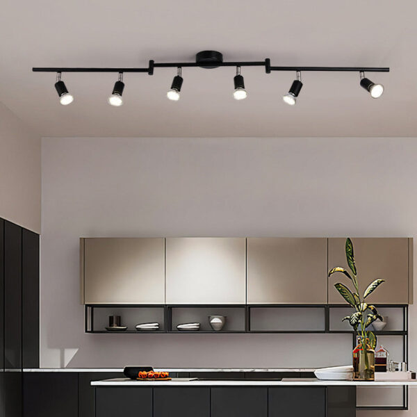 LED-Deckenstrahler 360° drehbar – Modernes Schienensystem, GU10, 1-6 Spots, Schwarz / Silbergrau, minimalistisch – Bild 5