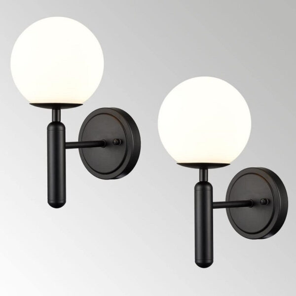 Wandleuchten-Set im Mid-Century-Stil (2 Stück) – Messing Gold, Opalglas-Globus, G9-Fassung, Licht nach oben oder unten – Bild 3