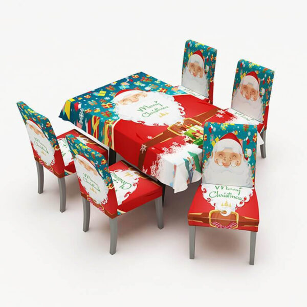 Staubgeschützte Weihnachtsdekoration Stuhlhussen&Rechteckige Tischdecke – Bild 8