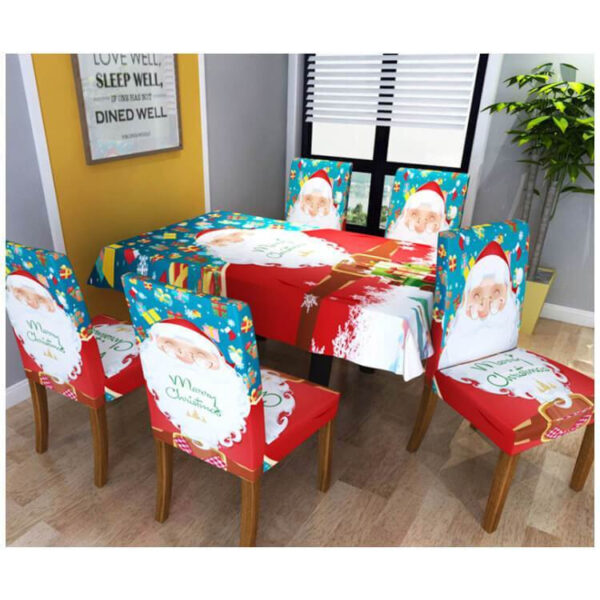 Staubgeschützte Weihnachtsdekoration Stuhlhussen&Rechteckige Tischdecke – Bild 4