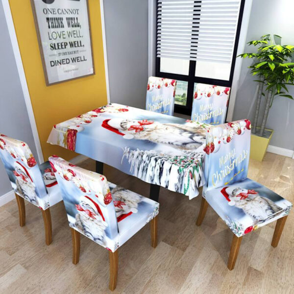 Staubgeschützte Weihnachtsdekoration Stuhlhussen&Rechteckige Tischdecke – Bild 3
