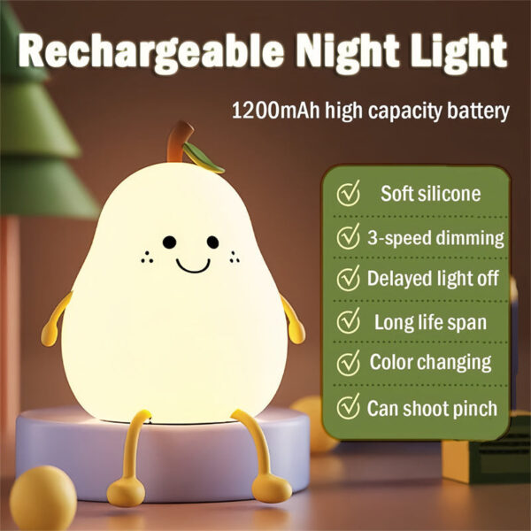Cute Pear Night Light for Kids – Bild 8