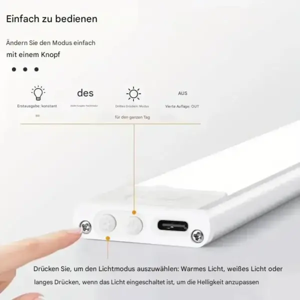 Bunics LED-Unterbauleuchte / Schranklicht mit PIR-Sensor – kabellos, USB wiederaufladbar & dimmbar – Bild 8