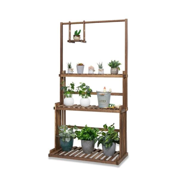 3-stöckiges Hängeregal aus Holz – Pflanzen-Organizer für drinnen und draußen – Bild 5