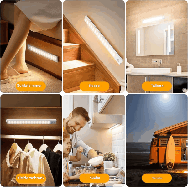 Bunics LED-Unterbauleuchte / Schranklicht mit PIR-Sensor – kabellos, USB wiederaufladbar & dimmbar – Bild 4