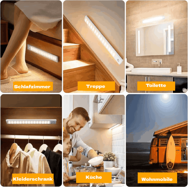 LED-Unterbauleuchte / Schranklicht mit PIR-Sensor – kabellos, USB wiederaufladbar & dimmbar – Bild 4
