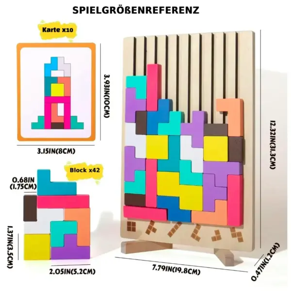 Bunics Montessori Holz‑Tetris‑Puzzle – 42 Teile, 10 Karten, buntes Lernspiel ab 3 Jahre – Bild 6
