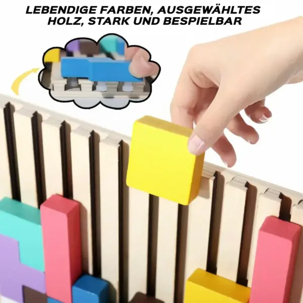 Bunics Montessori Holz‑Tetris‑Puzzle – 42 Teile, 10 Karten, buntes Lernspiel ab 3 Jahre – Bild 7