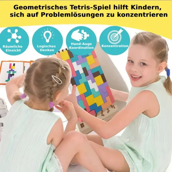 Bunics Montessori Holz‑Tetris‑Puzzle – 42 Teile, 10 Karten, buntes Lernspiel ab 3 Jahre – Bild 5