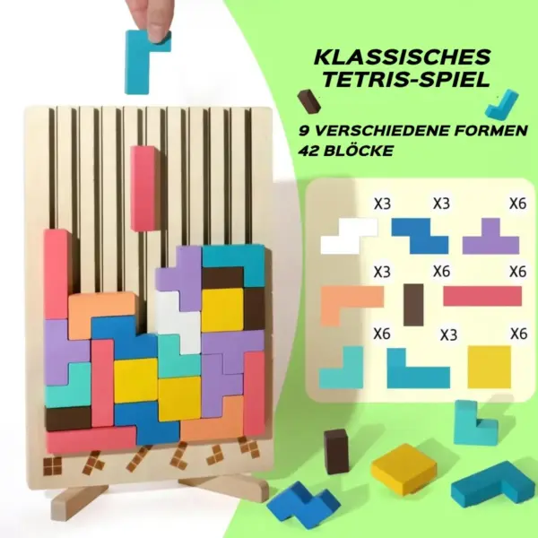Bunics Montessori Holz‑Tetris‑Puzzle – 42 Teile, 10 Karten, buntes Lernspiel ab 3 Jahre – Bild 4