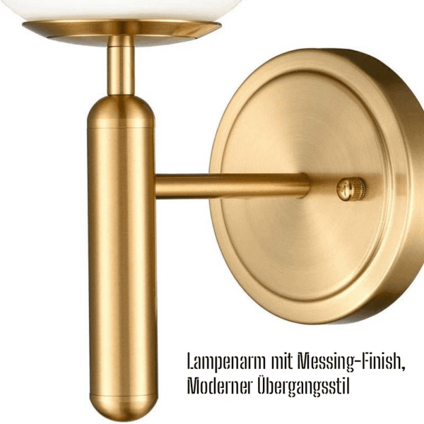 Wandleuchten-Set im Mid-Century-Stil (2 Stück) – Messing Gold, Opalglas-Globus, G9-Fassung, Licht nach oben oder unten – Bild 8