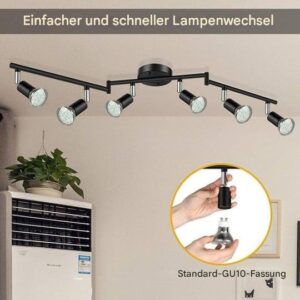 Alternative view of LED-Deckenstrahler 360° drehbar – Modernes Schienensystem, GU10, 1-6 Spots, Schwarz / Silbergrau, minimalistisch