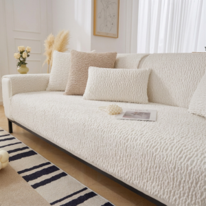 Cremefarbener, kratzfester Berber-Fleece-Couchbezug