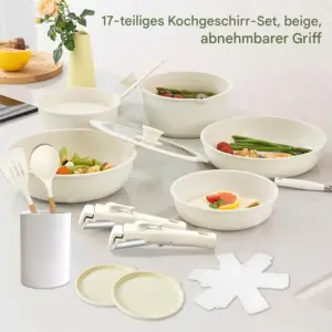 Antihaft-Kochtopf- und Pfannenset – Kochgeschirrkollektion mit abnehmbarem Griff